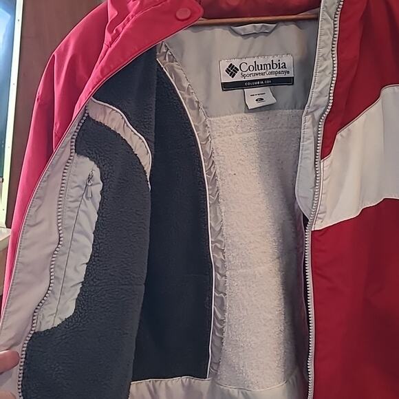 Women's Colombia Red White Ski‎ Jacket Coat Size XL Interior Pockets EUC - Picture 9 of 13